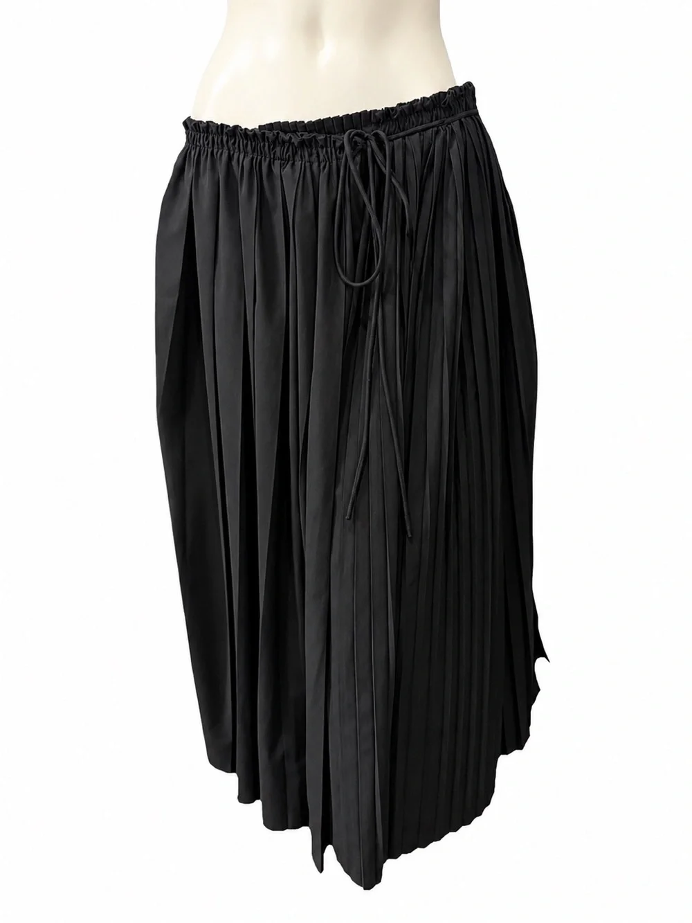 MEIMEIJ Asymmetrical Pleated Midi Skirt US 8 Black Made in Italy IT 44